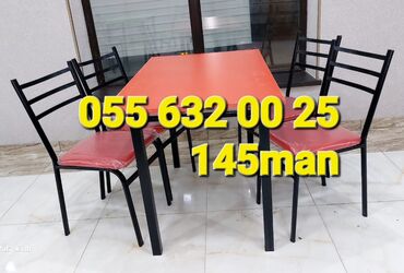 baxça stolu: Yeni, Kvadrat masa, Açılmayan, Stullar ilə, Metal, Azərbaycan