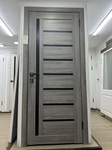 дверь внутренняя: Межкомнатная глухая дверь, МДФ, Ламинированная, цвет - Серый