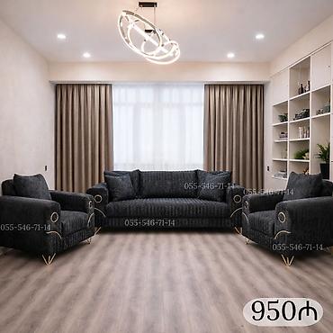 Qonaq otağı üçün yumşaq mebel dəsti. Dəstə 1 ədəd üçyerlik divan və 2