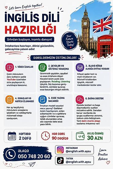 Xarici dil kursu, İngilis dili, Abituriyentlər üçün lalafo.az -da Xarici dil kursu, İngilis dili, Abituriyentlər üçün