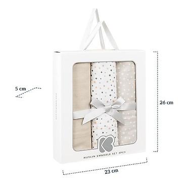 katrin kombinezoni: KikkaBoo Pelene od muslina – set 3 kom, 100 x 100 cm, Dots Beige Šifra — 3