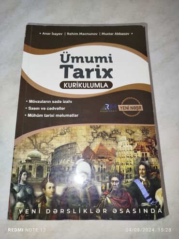 7 ci sinif ümumi tarix dərslik: Ümümi Tarix Anar İsayev 
qiymət:7 manat