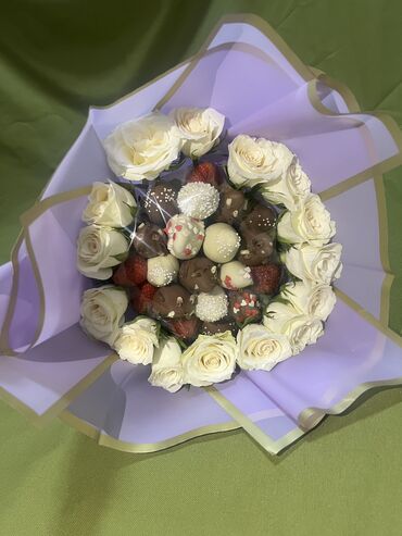 тюльпаны и розы: Клубника в шоколаде🍓 ОШ Банан в шоколаде Букеты 2в1 Для заказа