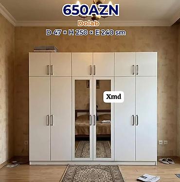 Dolablar: Ağ rəngli böyük yataq otağı dolabı Ölçülər: Dərinlik 47 sm × — 1