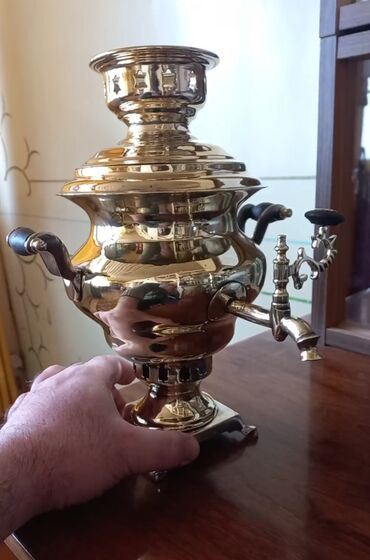antik samovar alıram: Qədim samovar, 1860 il, Latun, Vəziyyəti: Əla