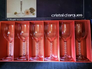 Čaše: Case nove za vino kristal,led kristal d'Argues Francuska 80,90te god — 1