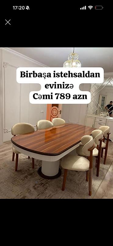 Yemək otağı üçün modern masa və 6 ədəd stul dəsti. - Masa
