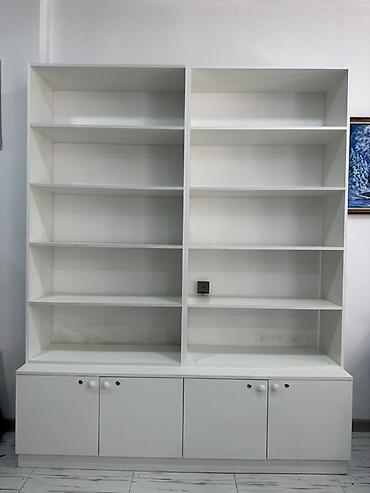 Kitab dolabları: Ağ rəngli iki bölməli kitablıq/dolap sistemi - Dizayn: Minimalist, ağ — 3