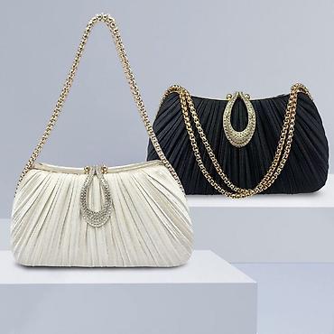 Клатчи: Вечерние мини-сумки с блеском и декором кристаллами Остались последние — 11