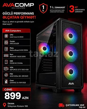 i5 cpu: 🖥️ AVA COMPUTERS — GAMING PC ⚡ CPU: Intel Core i5-6500 ❄️ COOLER: AIR — 1