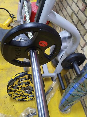 Гантели: Гантели гири бамперные блины грифы скамья силовая рама беговые дорожки — 12