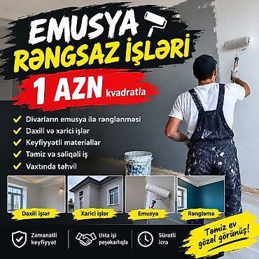 ev qapi rengleri: Emusiya rəngsaz xidmətləri - Divarların emusiya ilə rənglənməsi - — 1