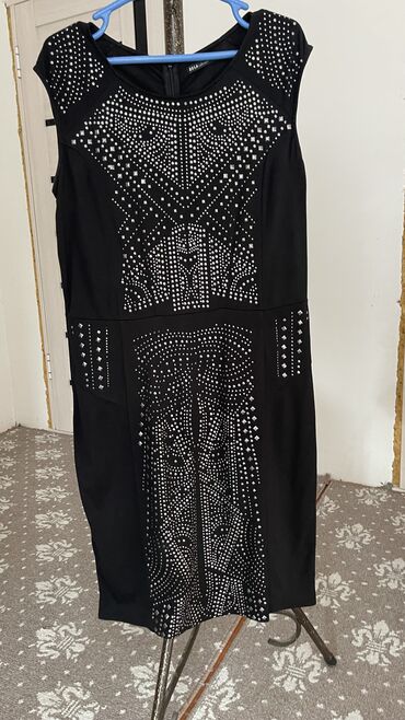 вечерние платье чёрный: Вечернее платье, Классическое, Средняя модель, Трикотаж, Без рукавов, Стразы, M (EU 38)