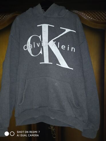 duksevi prodaja: Sweatshirt, L (EU 52), Calvin Klein, color - Grey, With a hood