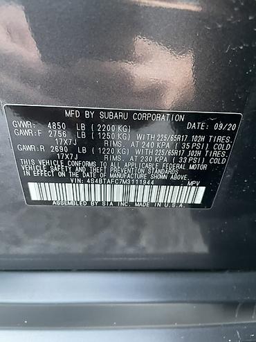 Subaru: Subaru Outback: 2020 г., 2.5 л, Бензин, Универсал — 12