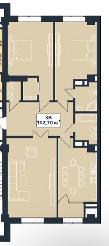 Продажа квартир: 3 комнаты, 103 м², Асанбай мкр Элитка, 15 этаж, ПСО (под самоотделку) — 9