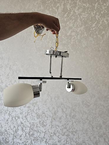 travertin: Çılçıraq, 2 lampa, Metal — 1