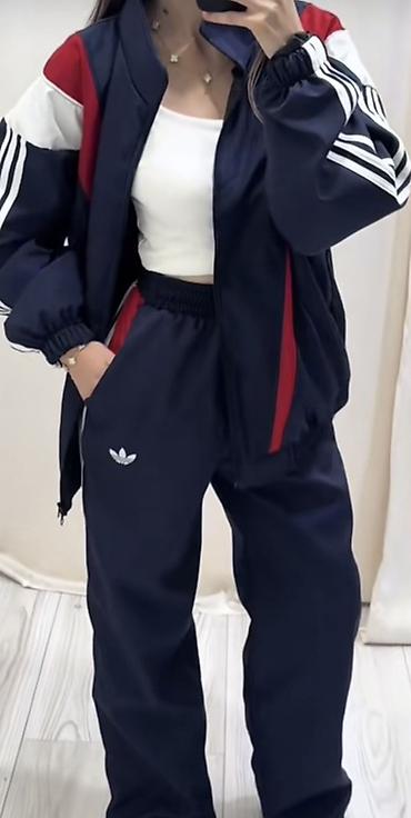 Спортивные костюмы: Adidas qadın idman dəsti – 2 hissə - Rəng: tünd göy əsas, qırmızı və — 3