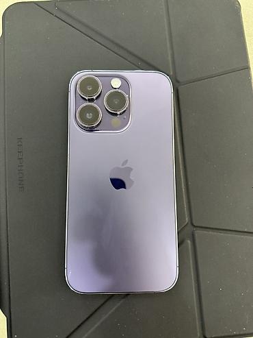 ayfon 14: IPhone 14 Pro, Б/у, 256 ГБ, Deep Purple, Зарядное устройство, Чехол, 78 % — 1
