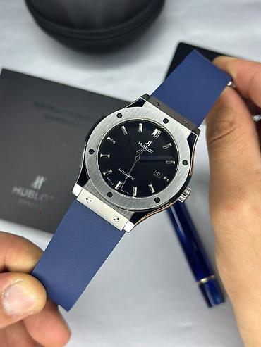 Личные вещи: Новый, Наручные часы, Hublot, цвет - Голубой — 1