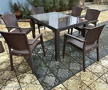 Bağ, çöl masa və oturacaq dəstləri: Yeni, Dördbucaq masa, 6 stul, Açılan, Stullar ilə, Plastik, Türkiyə — 2