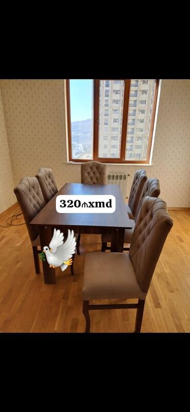 Masa və oturacaq dəstləri: Masa desti yeni qonaq otağı mebeli