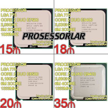 core 2 quad: Prosessorlar LGA 775 🚚Çatdırılma İstənilən Ünvana 24 Saat (Minimal 10