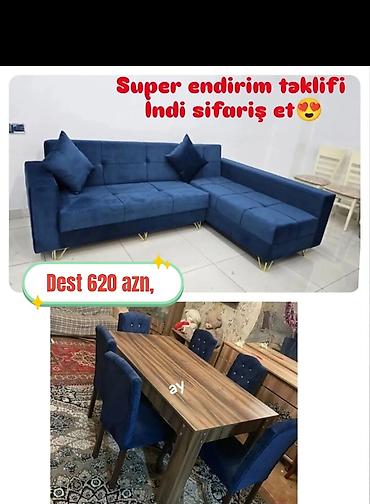 taxta stullar: Yeni sifarişlə hazırlanmış mebel dəstləri Tərkib: - Yumşaq parça ilə — 3