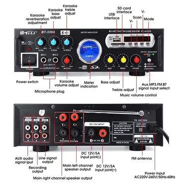 Səs gücləndiriciləri: Sesguclendirici usilitel amplifier karaoke mikrafon echo FM radio USB — 6
