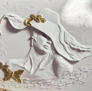 3D panellər: Rölyef divar dekoru – “Şlyapalı xanım” kompozisiyası - Material — 1