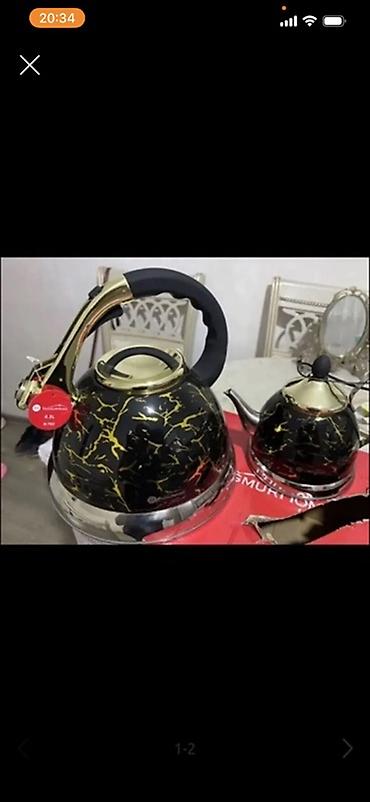 qrafin desti: Çay dəsti, rəng - Qara, Metal — 1