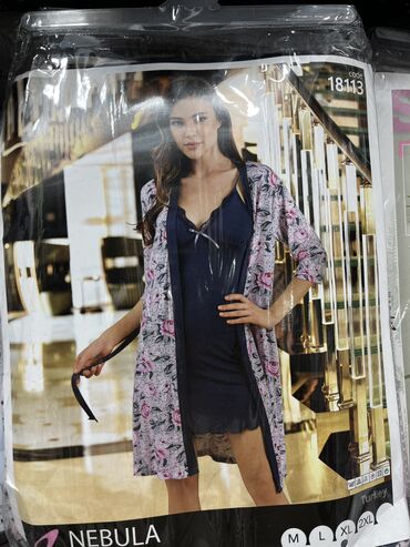 Пижамы: Пижама, Муслин, Турция, В полоску, С кружевом, Для невесты, XS, 2XL, 2XS — 15