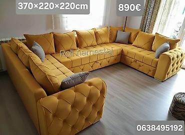 Ugaone garniture: Ugaona garnitura U-oblika – dimenzije 370 × 220 × 220 cm - Prostrana — 6