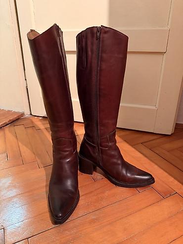 hunter boots srbija: Ženske visoke čizme u tamno braon boji, klasičnog i elegantnog — 5