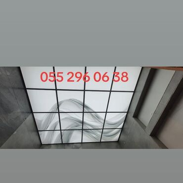 Maye divar kağızları: Armstrong tipli işıqlı tavan panel sistemi. - Modul ölçüsü: kvadrat