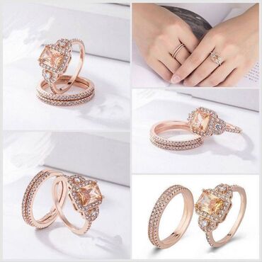 кольцо свадебное: Свадебное кольцо стразы набор из 2-х колец с кубическим