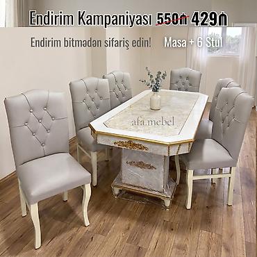 Masalar və oturacaqlar: Masa + 6 Stul desti Endirimde 550 azn yox cəmi 429azn Masa ölçü 93×2 — 4