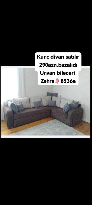 Məişət kimyəvi maddələri: Kunc divan satılır 290azn.bazalıdı Unvan bileceri Zəhra🌷8536a (yalnız