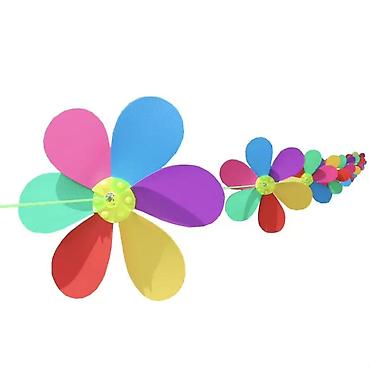 deco mesh: Вертушка-гирлянда «Радужные цветы» для улицы и декора - Яркая цепочка — 2
