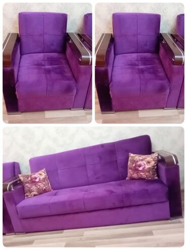 İşlənmiş, Divan, 2 kreslo, Bazalı, Açılan
