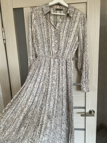 домашнее платье туника: Повседневное платье, Осень-весна, Длинная модель, Платье-рубашка, M