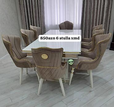 stol stul kreditle: Qonaq otağı üçün, Yeni, Dördbucaq masa, 6 stul — 1