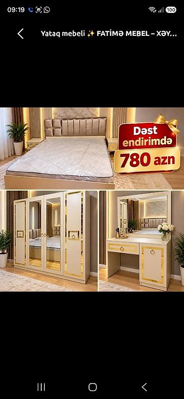 hamam kranti: Yataq otağı mebel dəsti Tərkibi: - İki nəfərlik çarpayı: yumşaq — 1