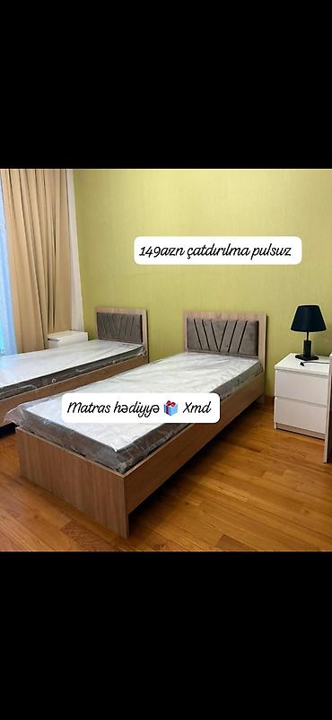 gence ev esyalari: Tək nəfərlik çarpayı dəsti - Düz xətli, minimal dizaynlı korpus - — 1