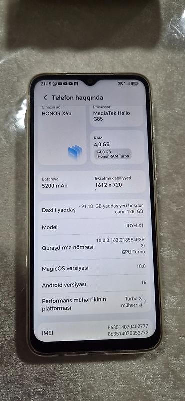 iphone x 32 gb: Honor X6b, 128 GB, rəng - Qara — 1