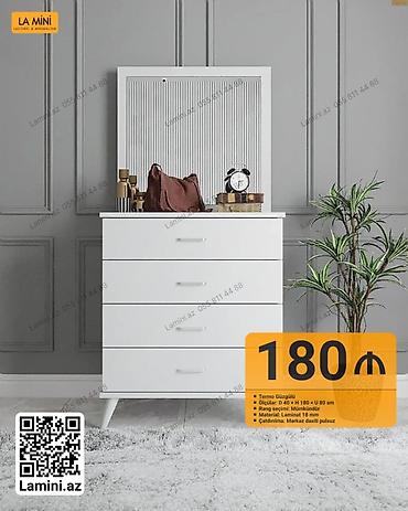 Komodlar: Ağ rəngdə minimalist komod və termo güzgü dəsti – Termo güzgülü – — 1