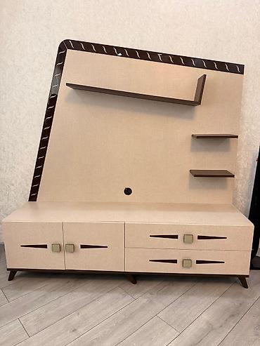 embawood mebel: Mebel dəsti Embawood – TV stend və divar paneli - Dizayn: Bej rəngli — 2
