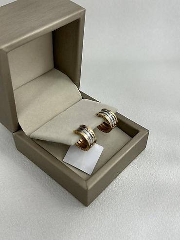 Серьги: Золотые серьги‑кольца, 585 проба - Материал: золото 585 пробы — 6