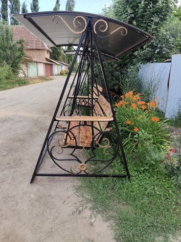 крыш: Садовые качели Металл, Со спинкой, С крышей