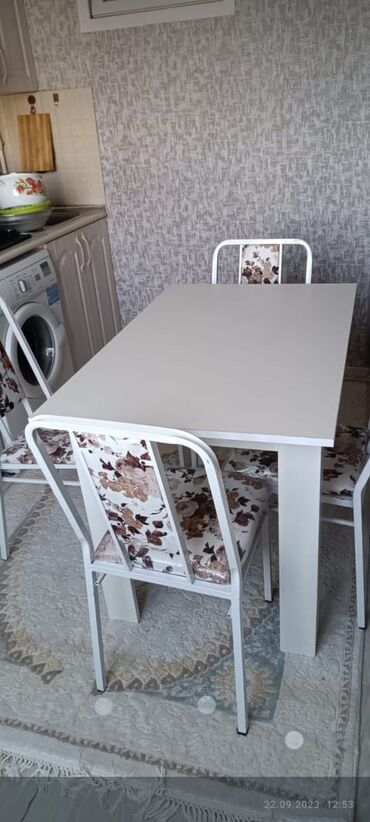 Masa və oturacaq dəstləri: Mətbəx üçün, Açılmayan, Dördbucaq masa, 4 stul — 6